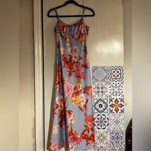 B Darlin Floral Dress with Pink and Orange Highlights